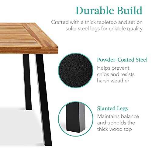6-Person Acacia Wood Dining Picnic Table - Natural Finish