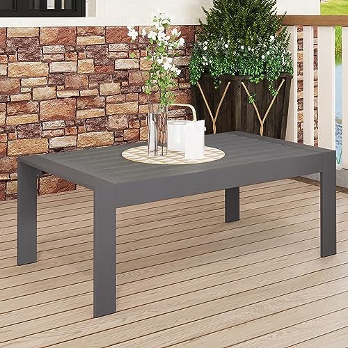 Aluminum All-Weather Outdoor Coffee Table, Dark Grey