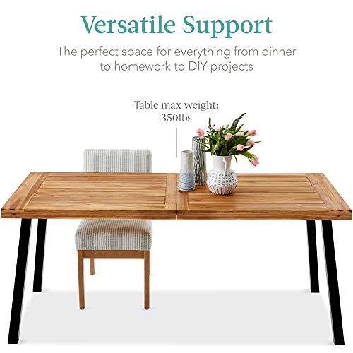 6-Person Acacia Wood Dining Picnic Table - Natural Finish