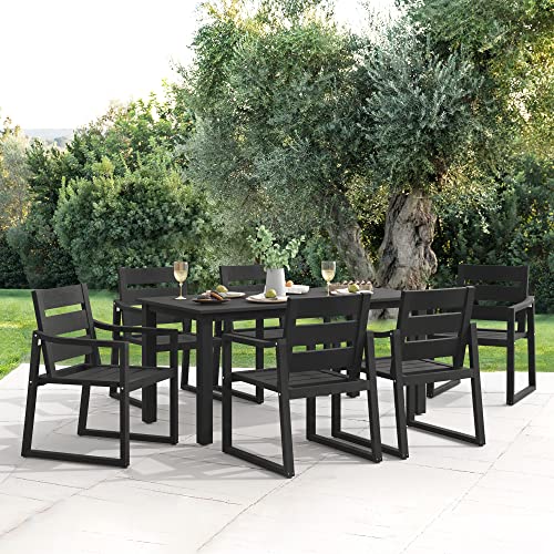 6-Person Weather-Resistant Outdoor Dining Table: Black
