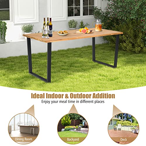 Acacia Wood Patio Dining Table with Umbrella Hole