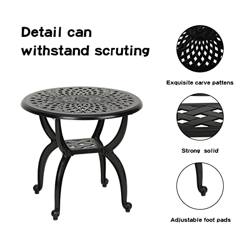 Centennial Cast Aluminum Round Bistro Table-Black Outdoor Garden