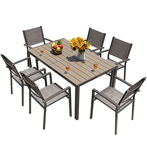 Homall 7 Pieces Patio Dining Set with Stackable Chairs