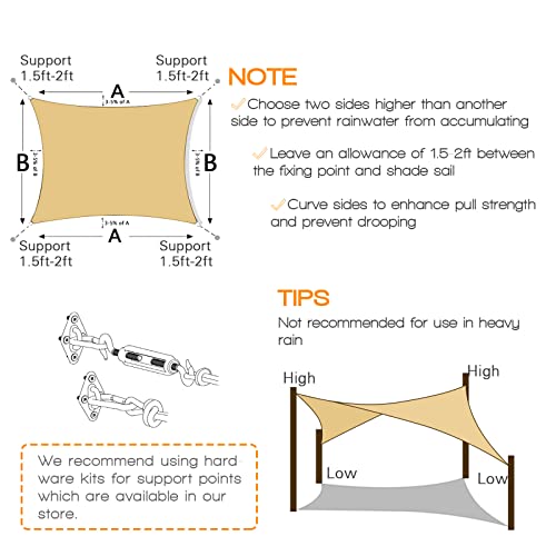 Customizable 10'x13' Sun Shade Sail for Patio Garden