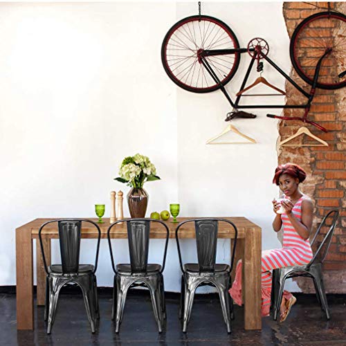 Set of 4 Metal Dining Chairs for Indoor/Outdoor