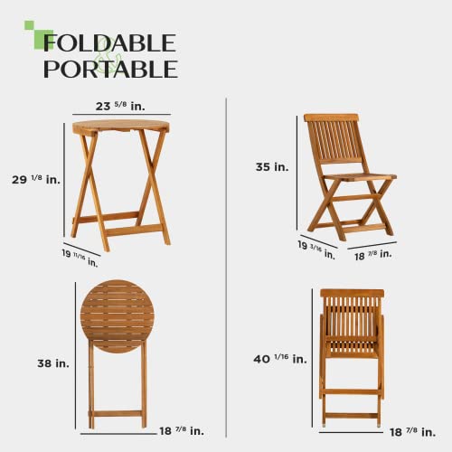 IDZO, Round Table Patio Bistro Set, 3-Piece Outdoor