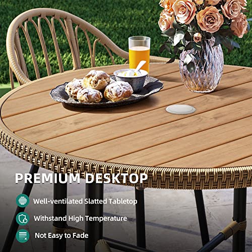YITAHOME 5-Piece Wicker Outdoor Dining Set with Umbrella Hole