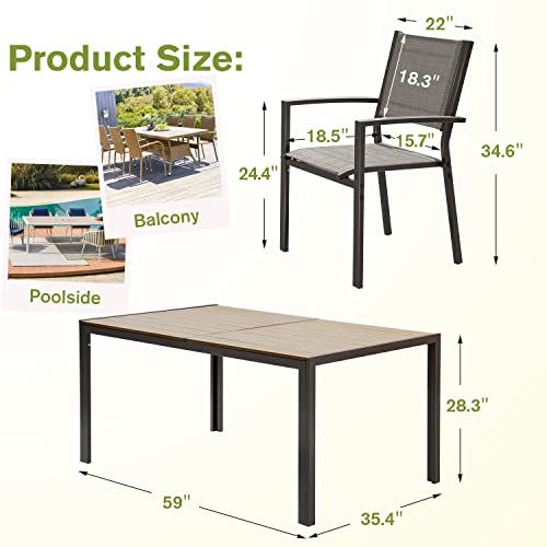Homall 7 Pieces Patio Dining Set with Stackable Chairs