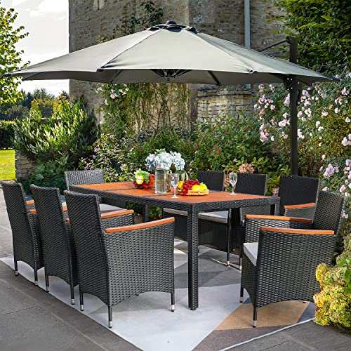 Outdoor Acacia Wood Patio Dining Set with Soft Cushions