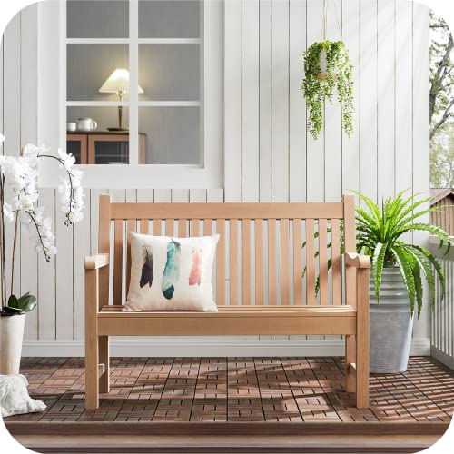 Psilvam 2-Person All-Weather Outdoor Garden Bench (Teak)