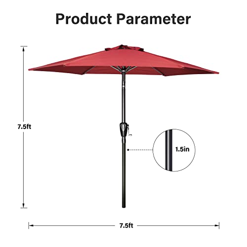 9' Red Patio Umbrella with Tilt/Crank for Garden