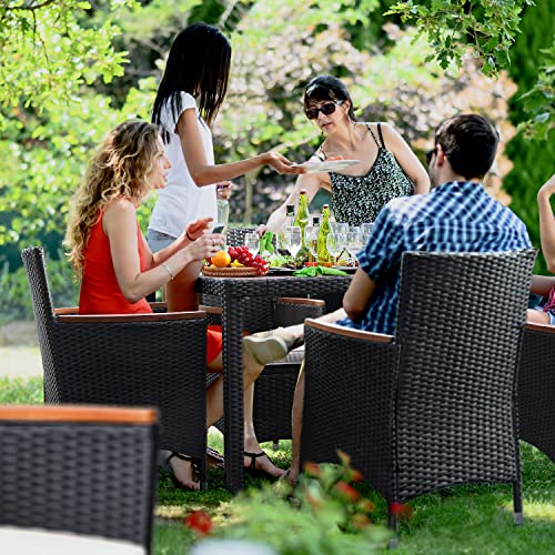 Outdoor Acacia Wood Patio Dining Set with Soft Cushions