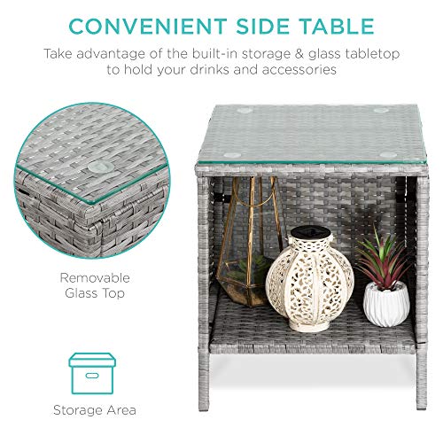 3-Piece Outdoor Wicker Bistro Set with Storage Table