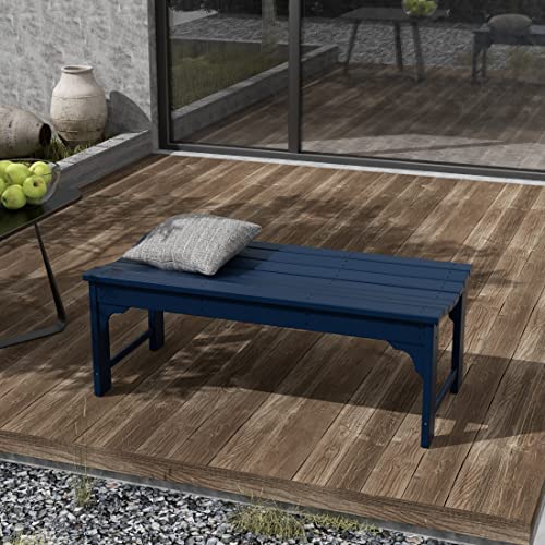 Navy Blue Adirondack Curved Outdoor Garden Bench, Weather-Resistant