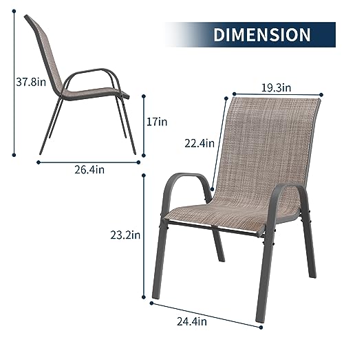 4 Pack All-Weather Stackable Outdoor Dining Chairs, Light Brown