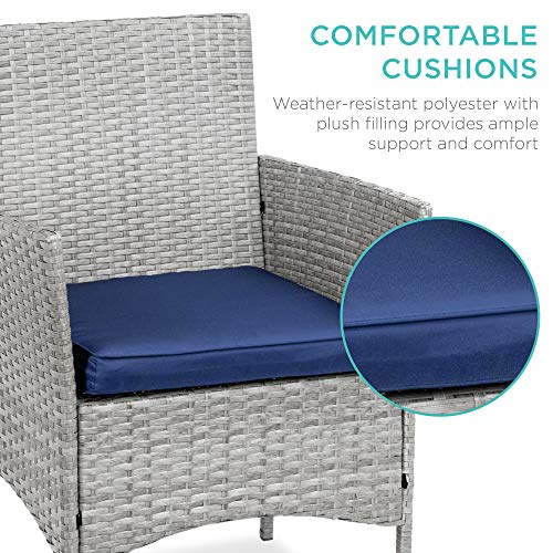 3-Piece Outdoor Wicker Bistro Set with Storage Table