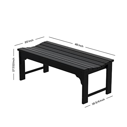 Navy Blue Adirondack Curved Outdoor Garden Bench, Weather-Resistant