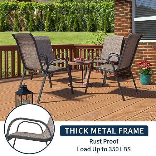 4 Pack All-Weather Stackable Outdoor Dining Chairs, Light Brown