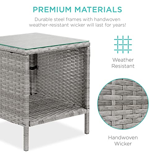 3-Piece Outdoor Wicker Bistro Set with Storage Table