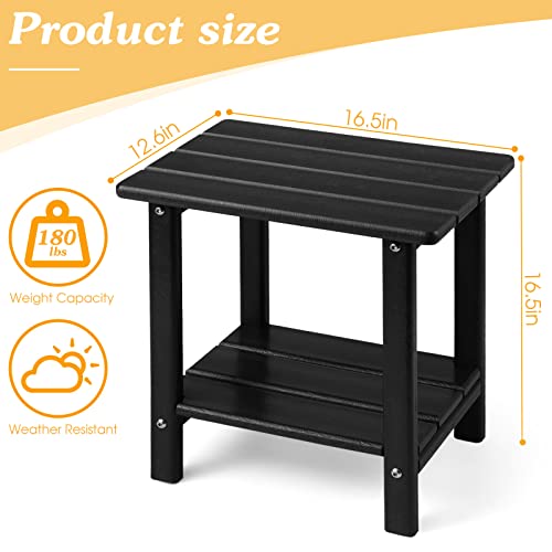 2-Tier Adirondack Patio Side Table, Weather Resistant Black