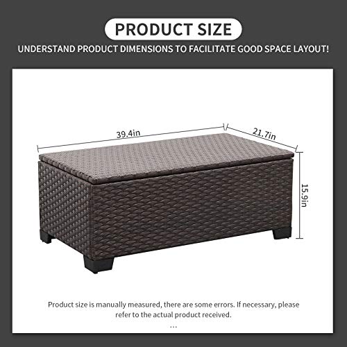 Brown Rattan Outdoor Storage Coffee Table with Cover