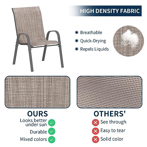 4 Pack All-Weather Stackable Outdoor Dining Chairs, Light Brown