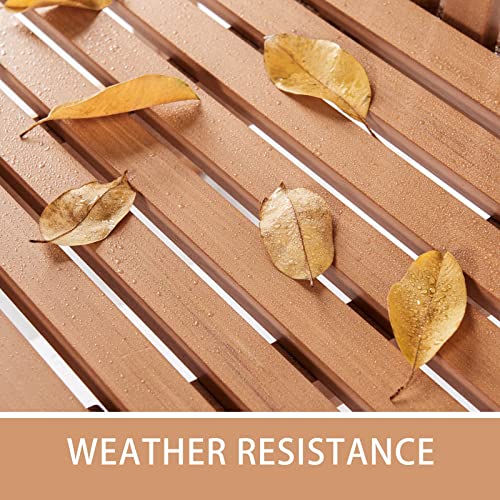 Psilvam 2-Person All-Weather Outdoor Garden Bench (Teak)