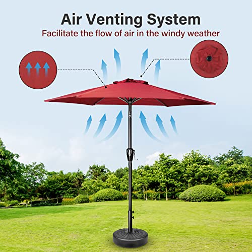 9' Red Patio Umbrella with Tilt/Crank for Garden