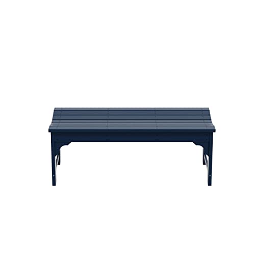 Navy Blue Adirondack Curved Outdoor Garden Bench, Weather-Resistant