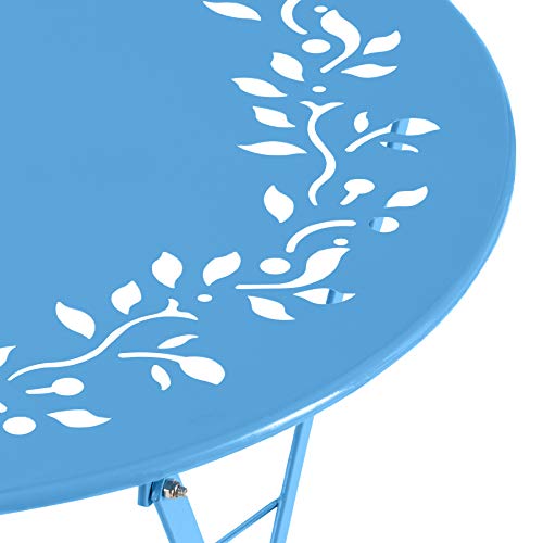 Alpine Corporation Blue Bistro Set, Table 24x24, Chair 17x18x33
