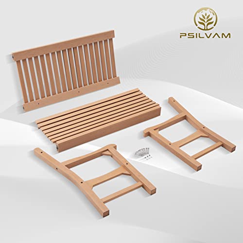 Psilvam 2-Person All-Weather Outdoor Garden Bench (Teak)