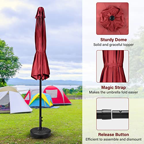 9' Red Patio Umbrella with Tilt/Crank for Garden