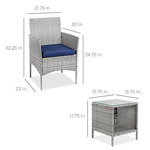 3-Piece Outdoor Wicker Bistro Set with Storage Table