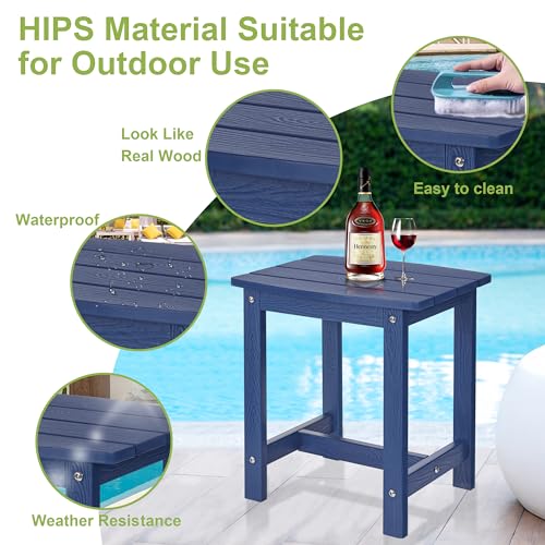 Y&M Navy Blue Outdoor Side Table, Modern Design