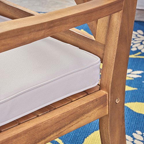 Christopher Knight Teak Dining Chair Set, Cream Cushion