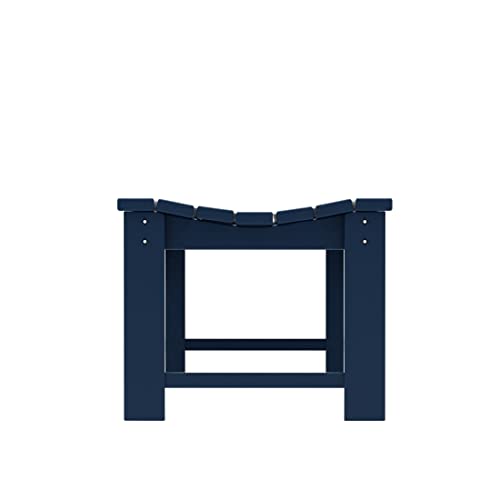 Navy Blue Adirondack Curved Outdoor Garden Bench, Weather-Resistant
