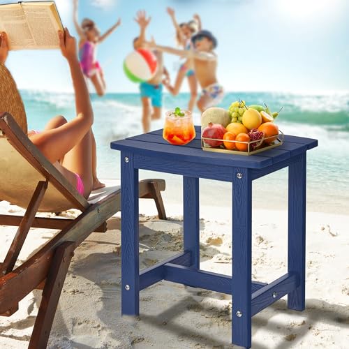 Y&M Navy Blue Outdoor Side Table, Modern Design