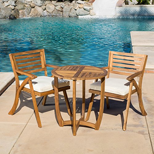 Coronado Acacia Wood Bistro Set, Teak Finish, 3-Pcs