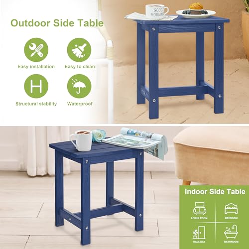Y&M Navy Blue Outdoor Side Table, Modern Design