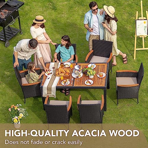 Devoko 7 PCS Patio Dining Set, Acacia Wood