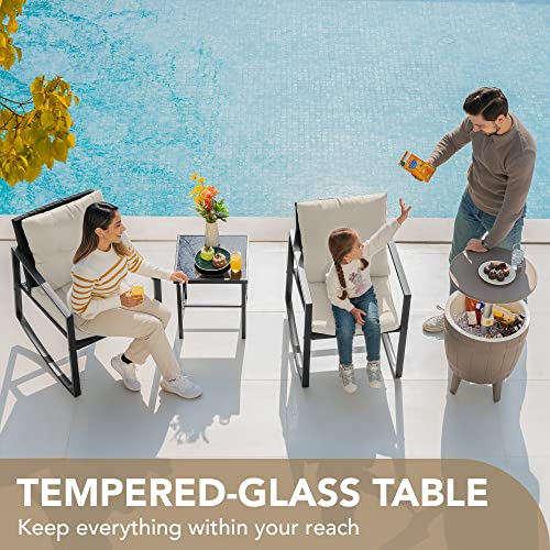 Devoko 3 Piece Wicker Rocking Bistro Set Garden Furniture