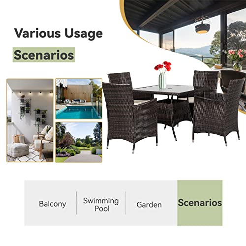SUNCROWN 5 Piece All-Weather Wicker Dining Set