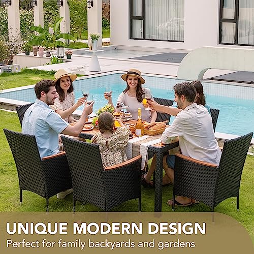 Devoko 7 PCS Patio Dining Set, Acacia Wood