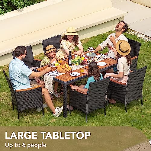 Devoko 7 PCS Patio Dining Set, Acacia Wood