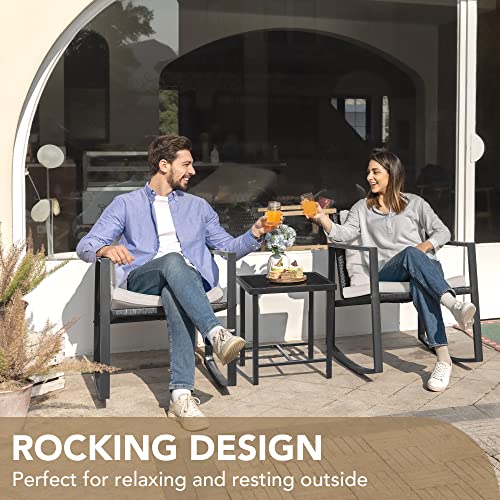 Devoko 3 Piece Wicker Rocking Bistro Set Garden Furniture