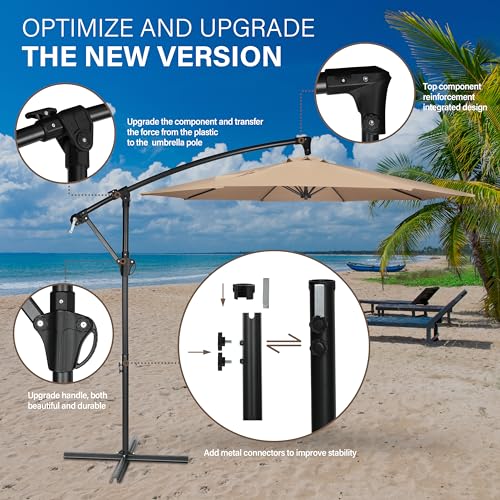 10ft Cantilever Patio Umbrella for Garden in Tan