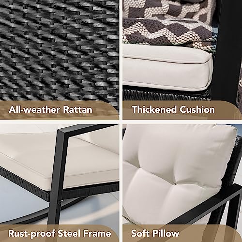 Devoko 3 Piece Wicker Rocking Bistro Set Garden Furniture