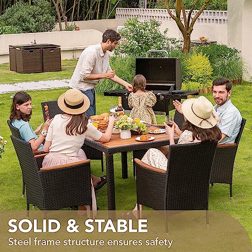 Devoko 7 PCS Patio Dining Set, Acacia Wood