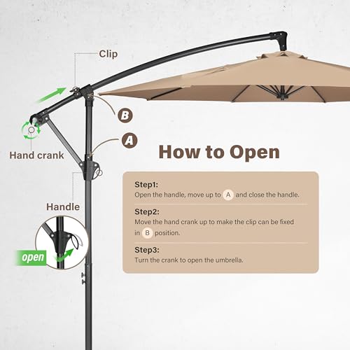 10ft Cantilever Patio Umbrella for Garden in Tan