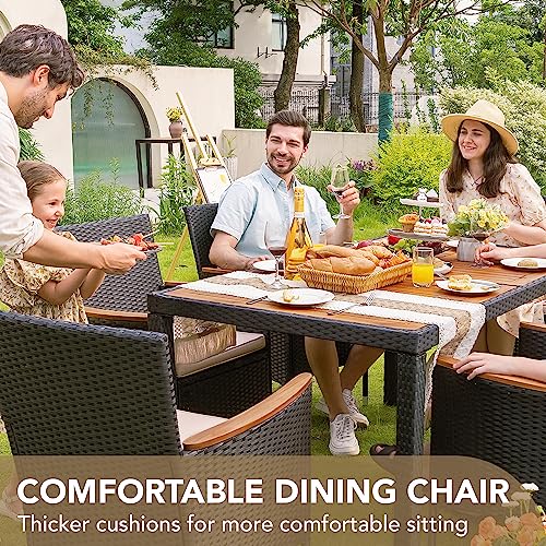 Devoko 7 PCS Patio Dining Set, Acacia Wood